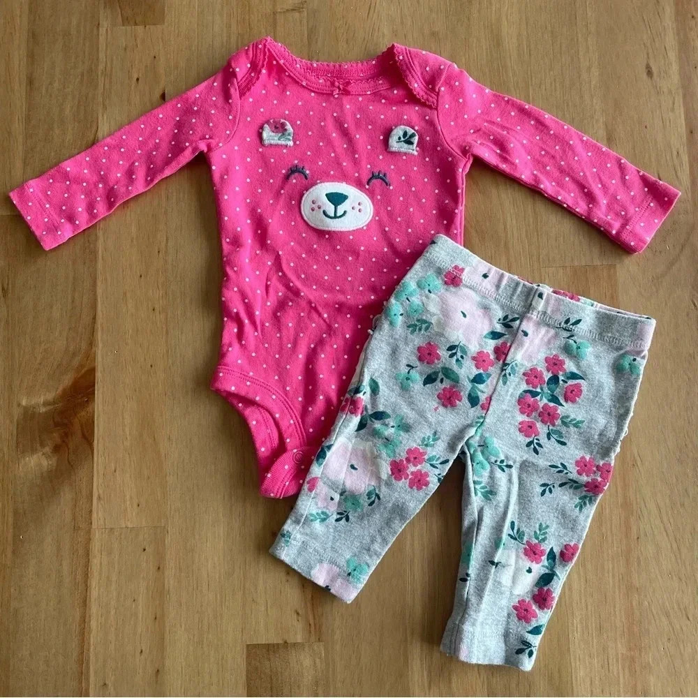 CARTER’S BEAR FLORAL MATCHING SET - Picture 1 of 5